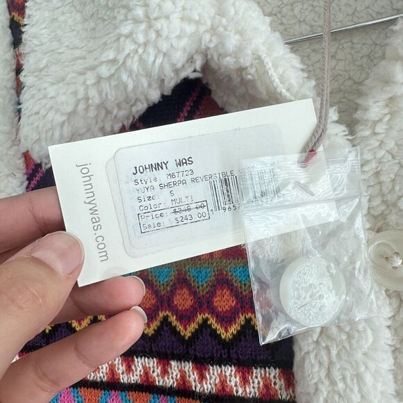 Johnny Was Vest Women Small Yuya Sherpa Alpaca Blend Aztec Boho Print Jacket NWT - Picture 7 of 15